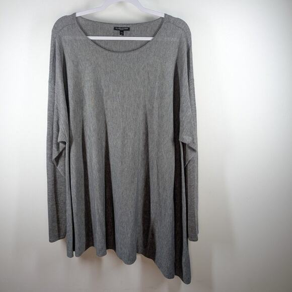Eileen Fisher Gray Pullover Wool Blend Asymmetrical Hemline Sweater Size 3XL - Picture 1 of 7
